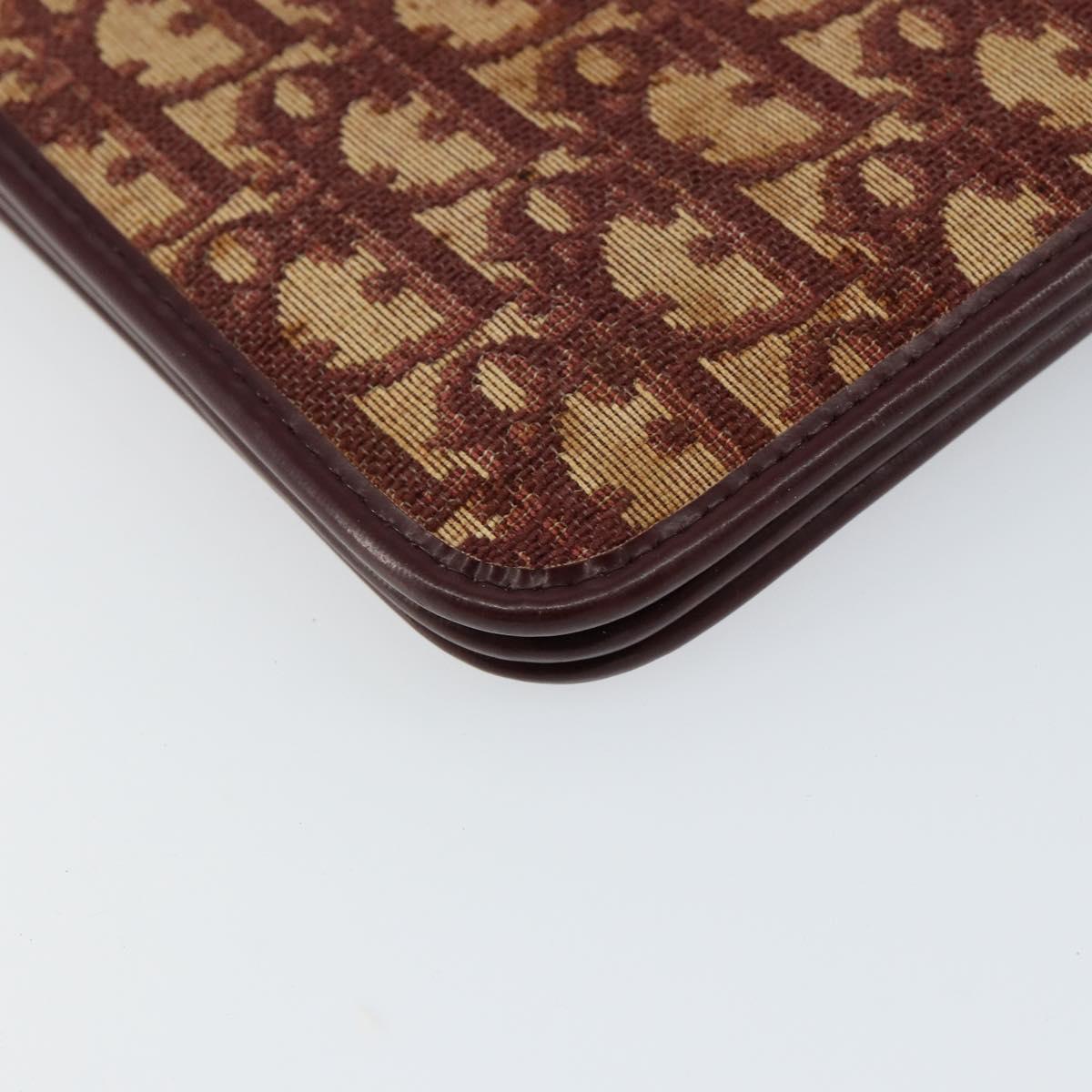 Christian Dior Trotter Canvas Chain Shoulder Bag Red Gold Auth 151057