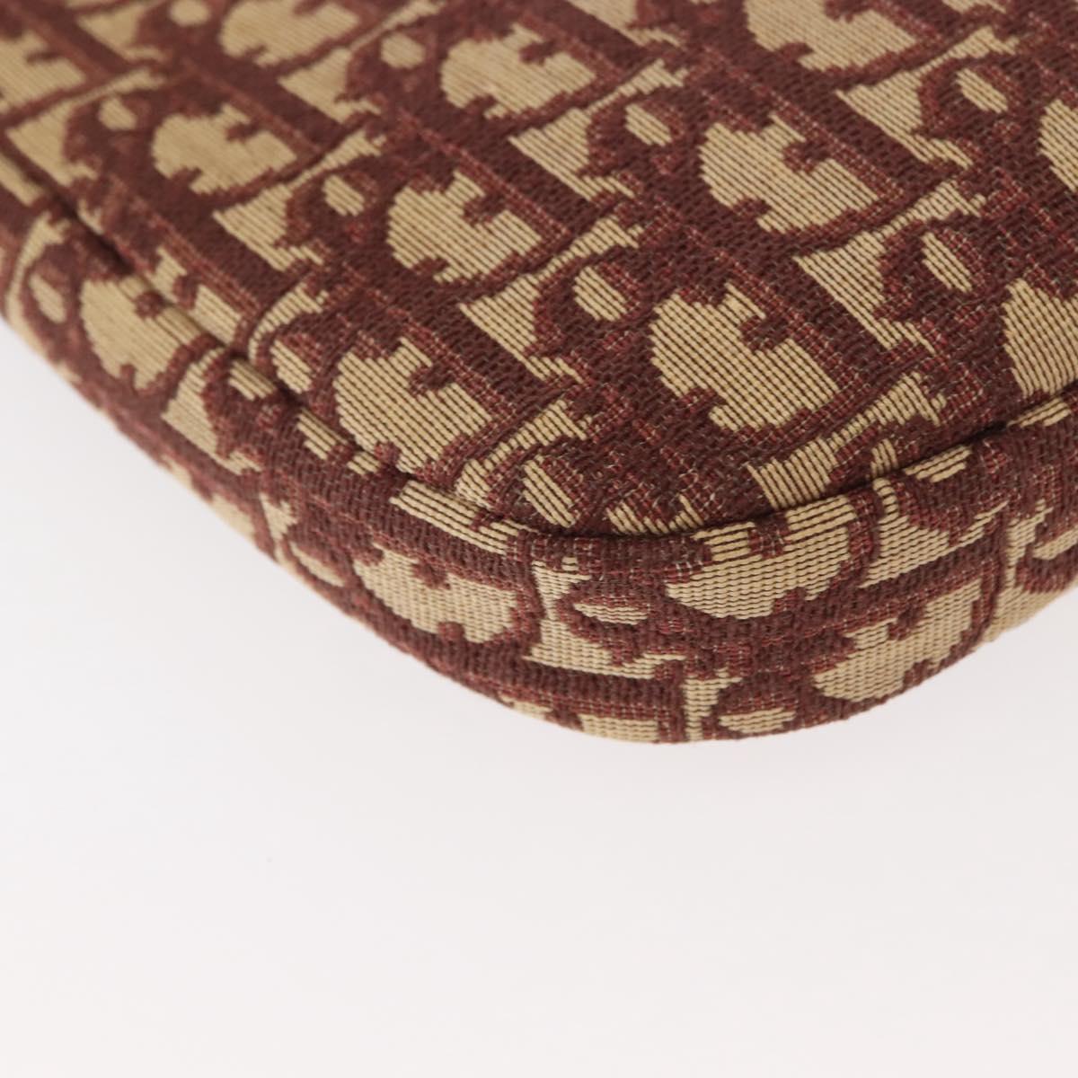 Christian Dior Trotter Canvas Shoulder Bag Red Gold Auth 151058