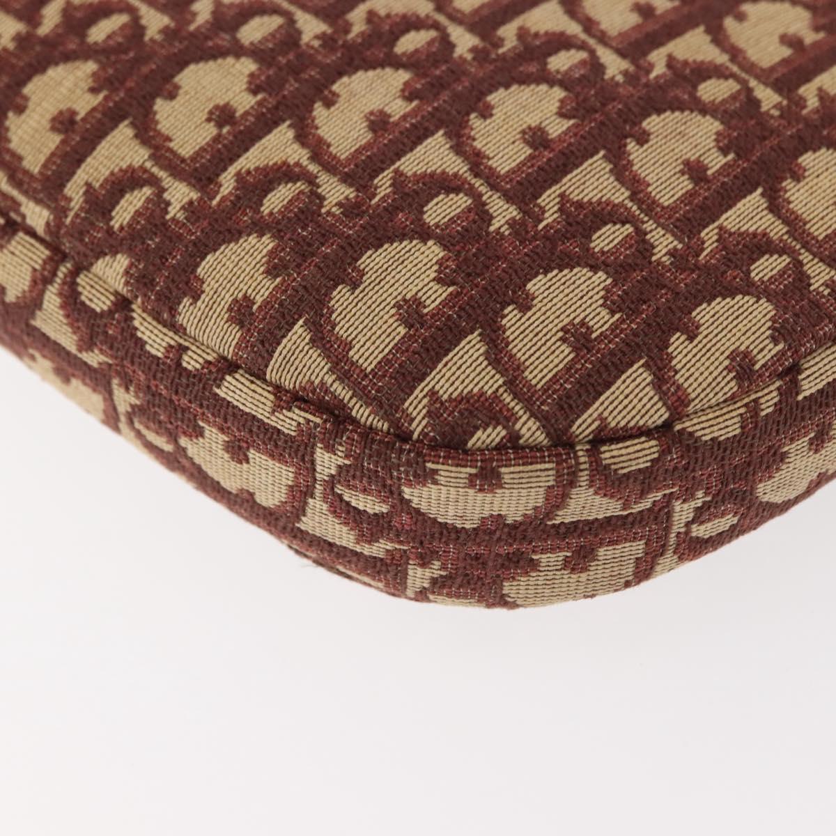 Christian Dior Trotter Canvas Shoulder Bag Red Gold Auth 151058