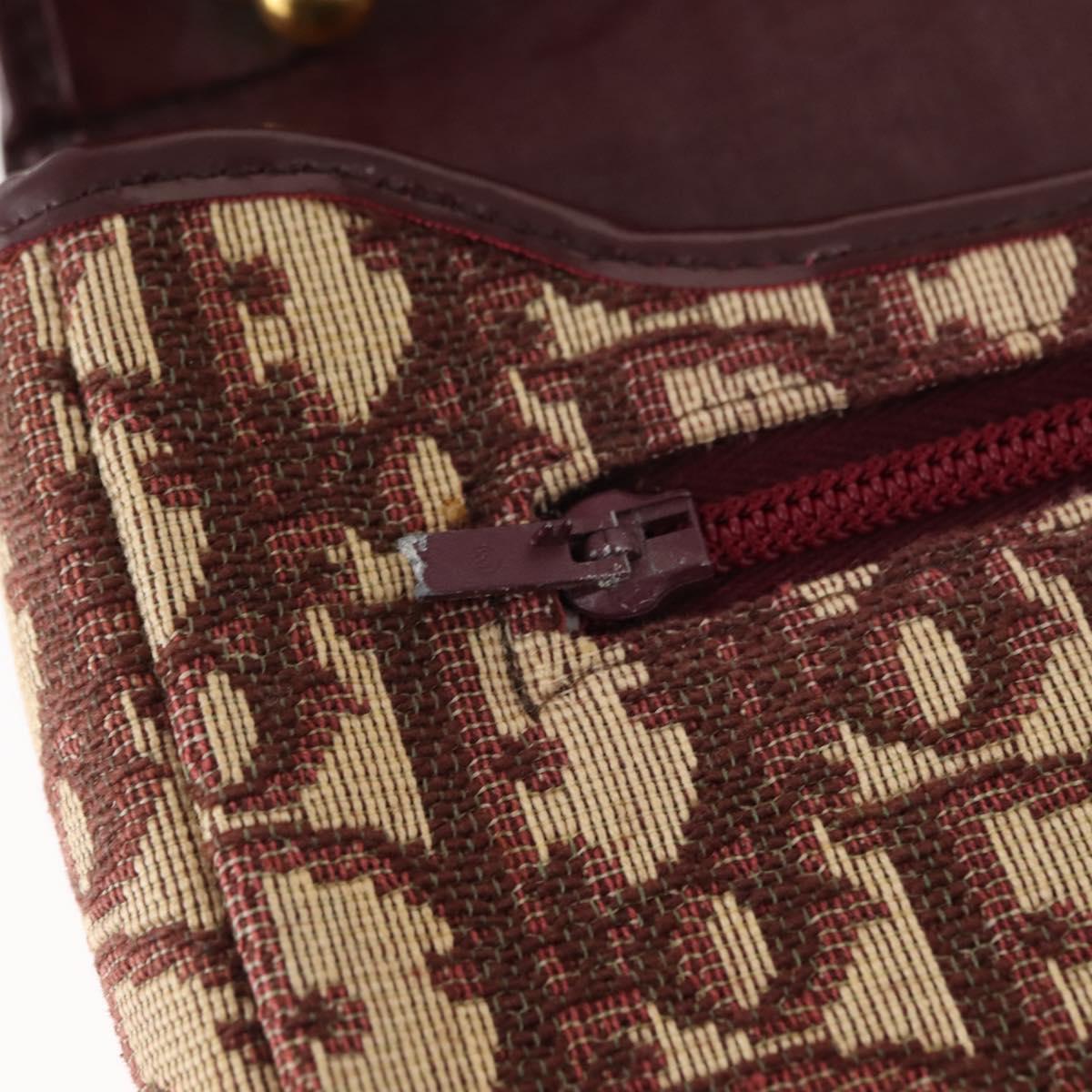 Christian Dior Trotter Canvas Shoulder Bag Red Gold Auth 151058