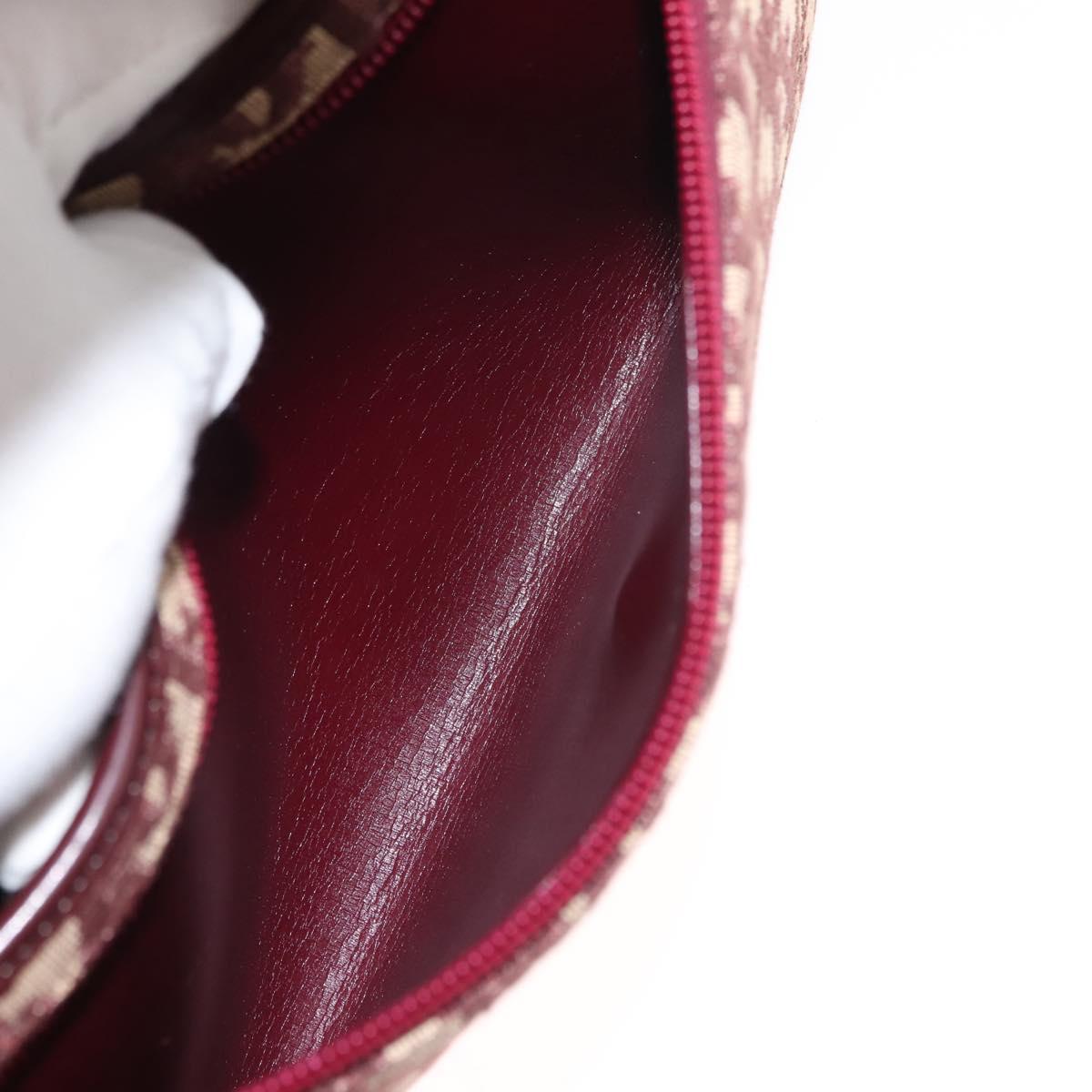 Christian Dior Trotter Canvas Shoulder Bag Red Gold Auth 151058