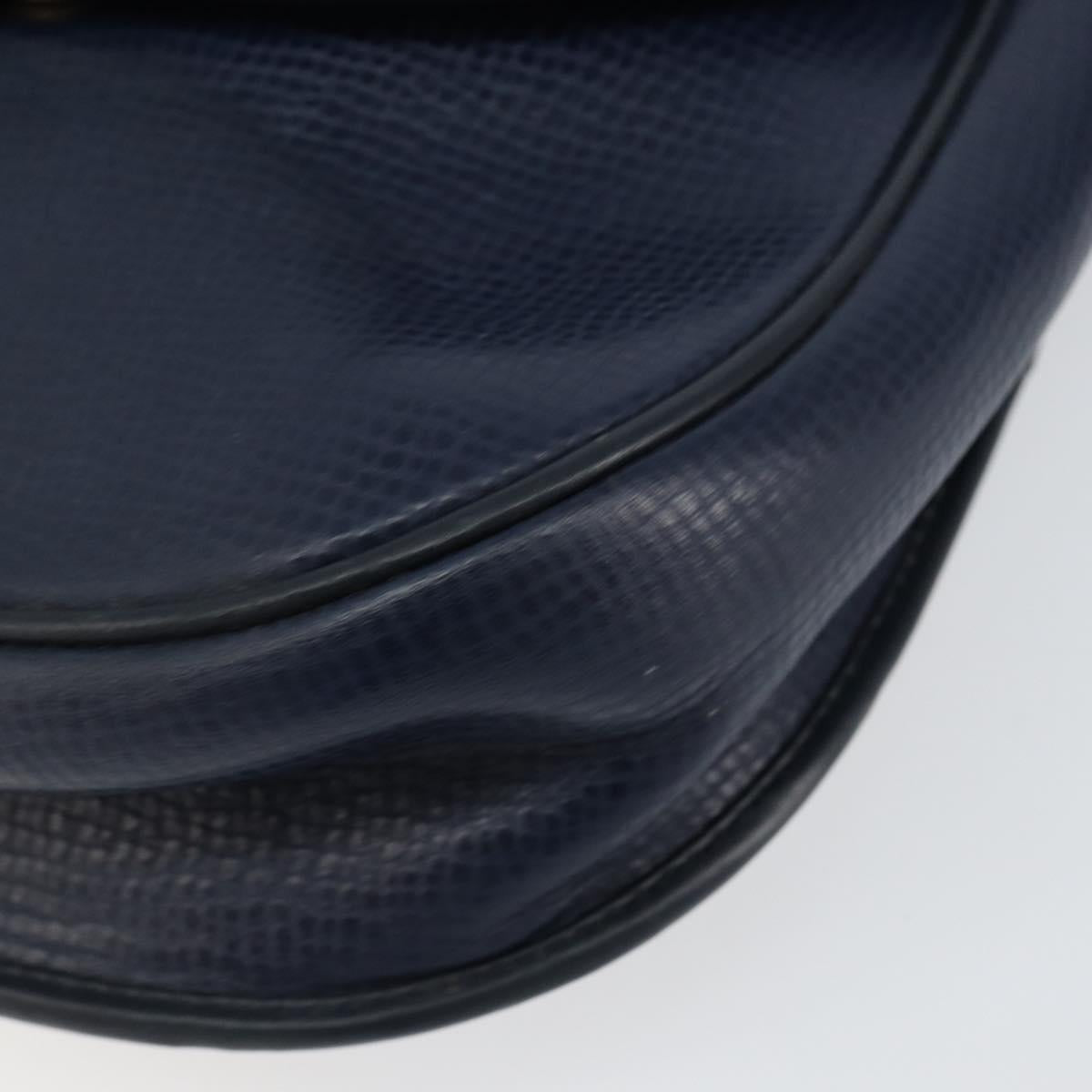 Christian Dior Shoulder Bag Leather Navy Gold Auth 151060