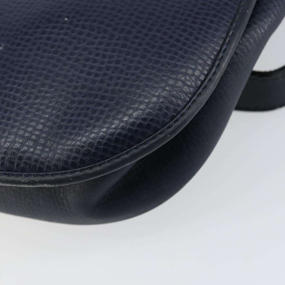 Christian Dior Shoulder Bag Leather Navy Gold Auth 151060