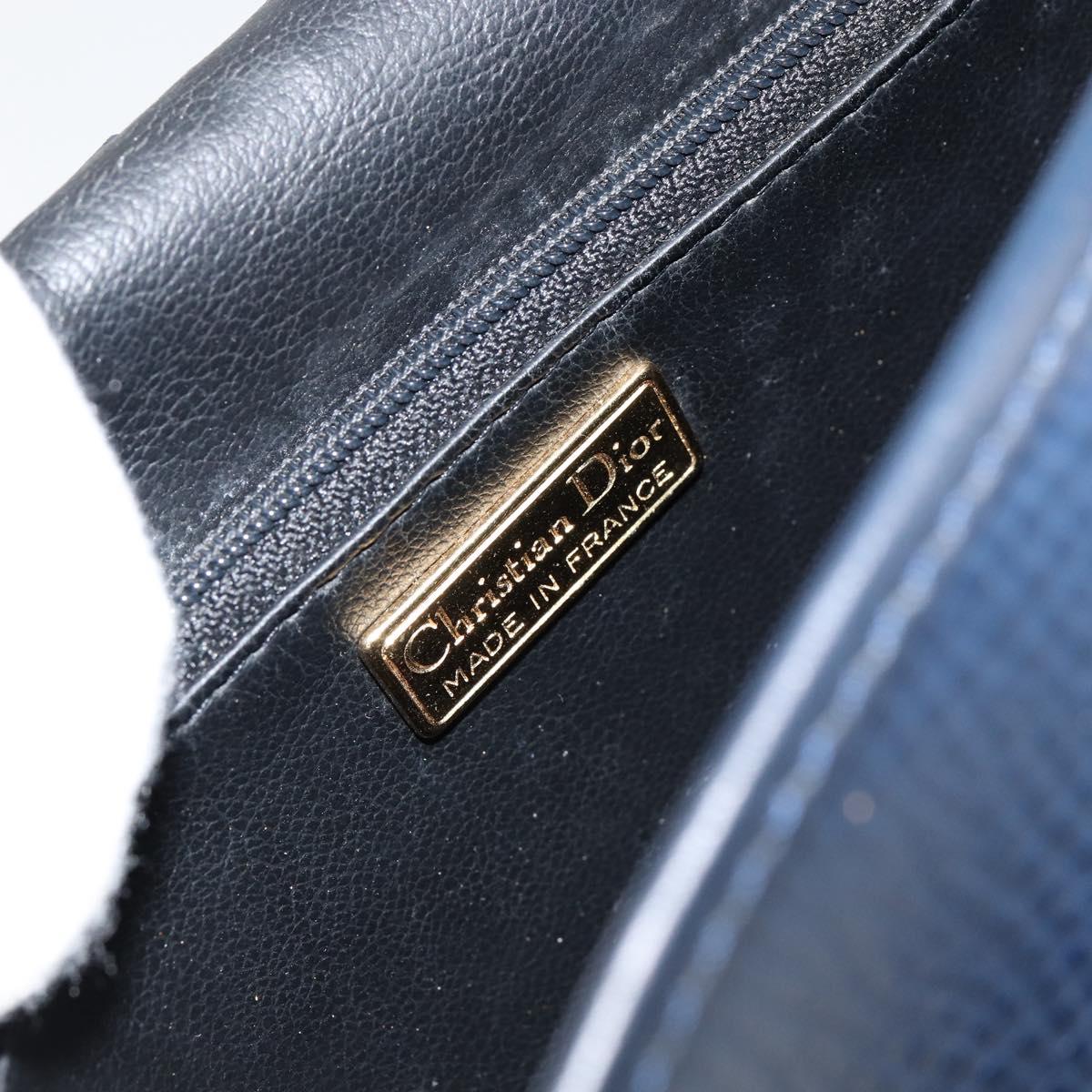 Christian Dior Shoulder Bag Leather Navy Gold Auth 151060