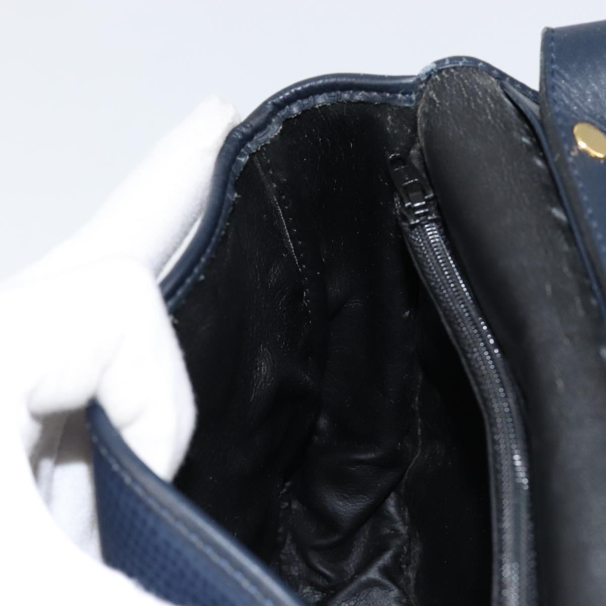 Christian Dior Shoulder Bag Leather Navy Gold Auth 151060