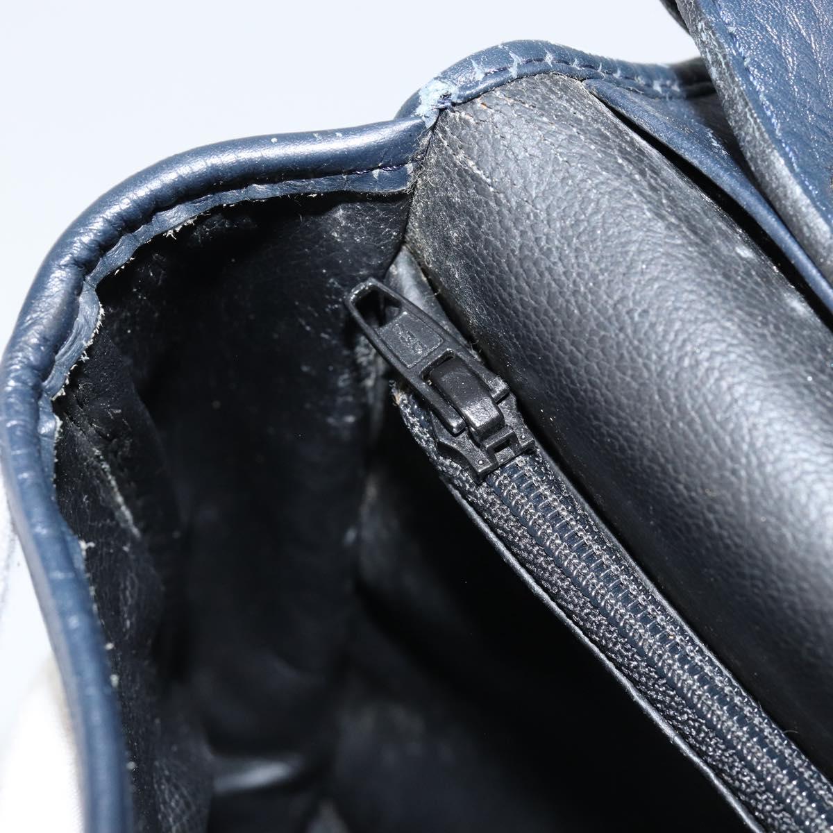 Christian Dior Shoulder Bag Leather Navy Gold Auth 151060