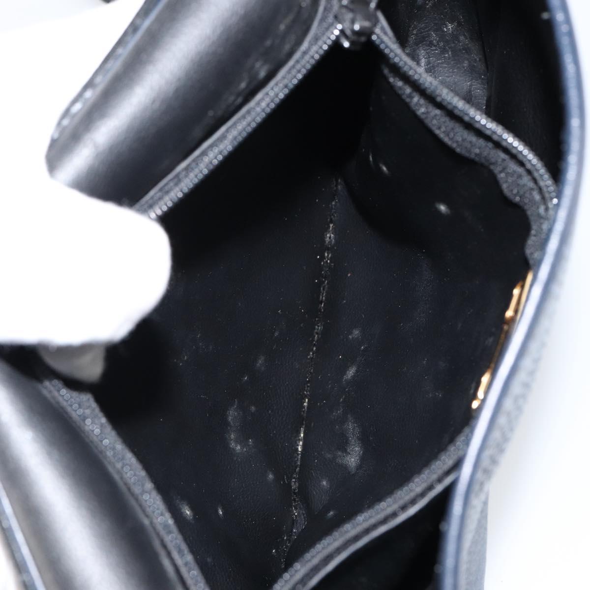 Christian Dior Shoulder Bag Leather Navy Gold Auth 151060