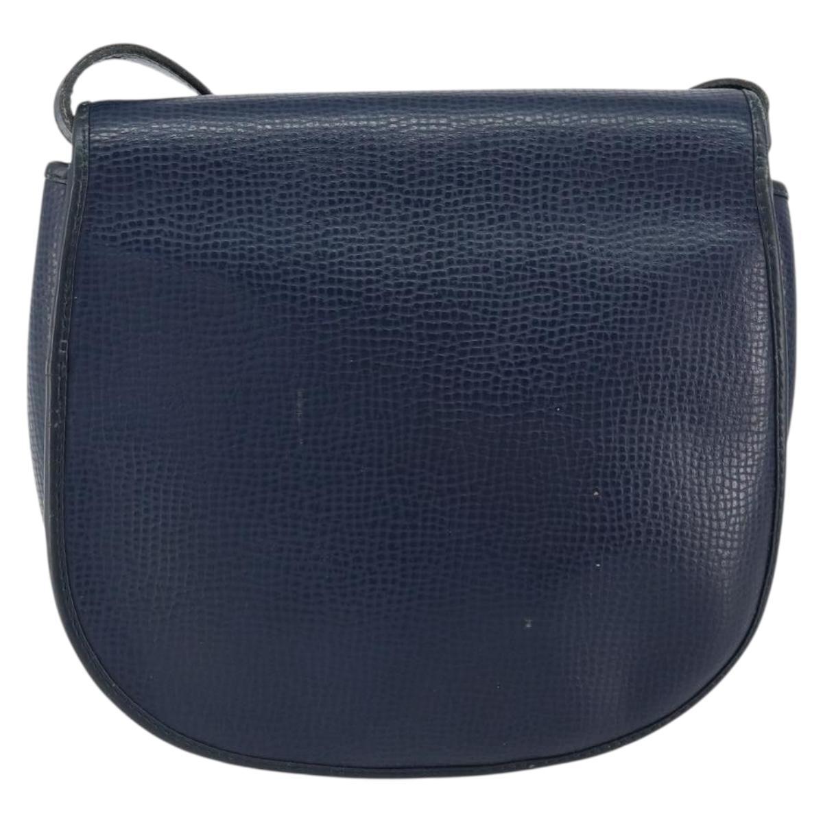 Christian Dior Shoulder Bag Leather Navy Gold Auth 151060