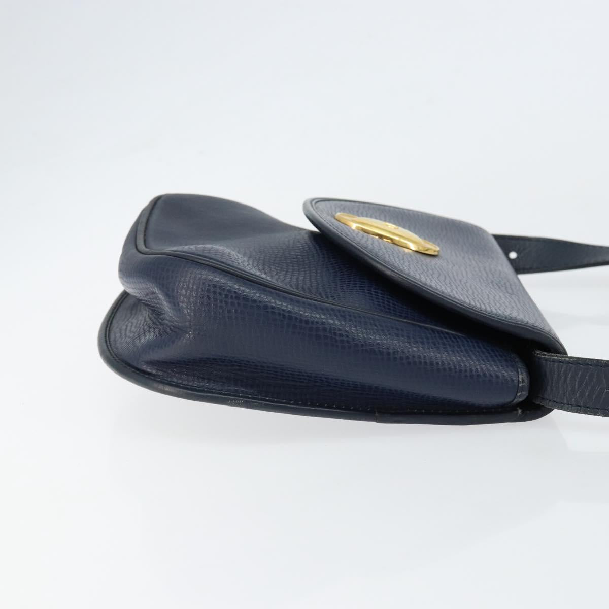 Christian Dior Shoulder Bag Leather Navy Gold Auth 151060