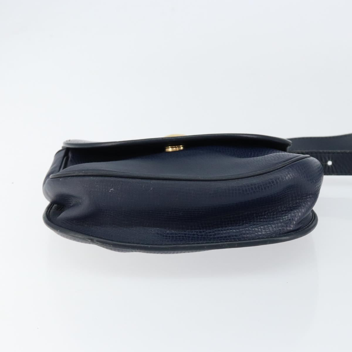 Christian Dior Shoulder Bag Leather Navy Gold Auth 151060