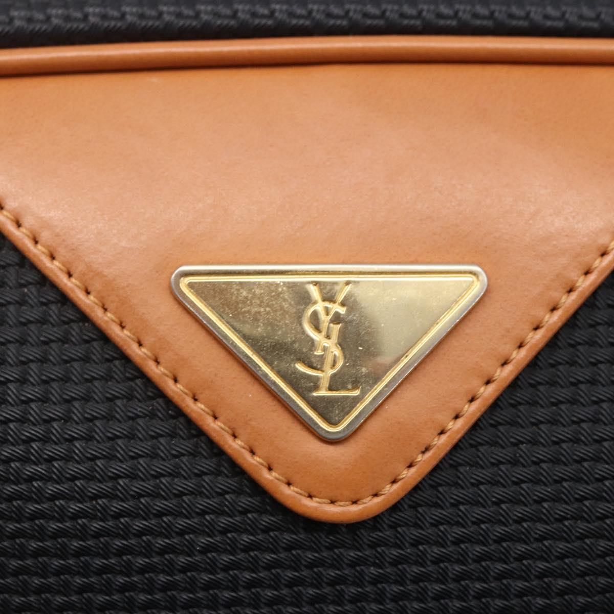 SAINT LAURENT Boston Bag PVC Black Gold Auth 151062