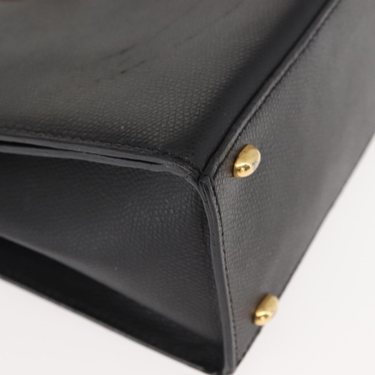 CELINE Hand Bag Leather 2way Black Gold Auth 151063