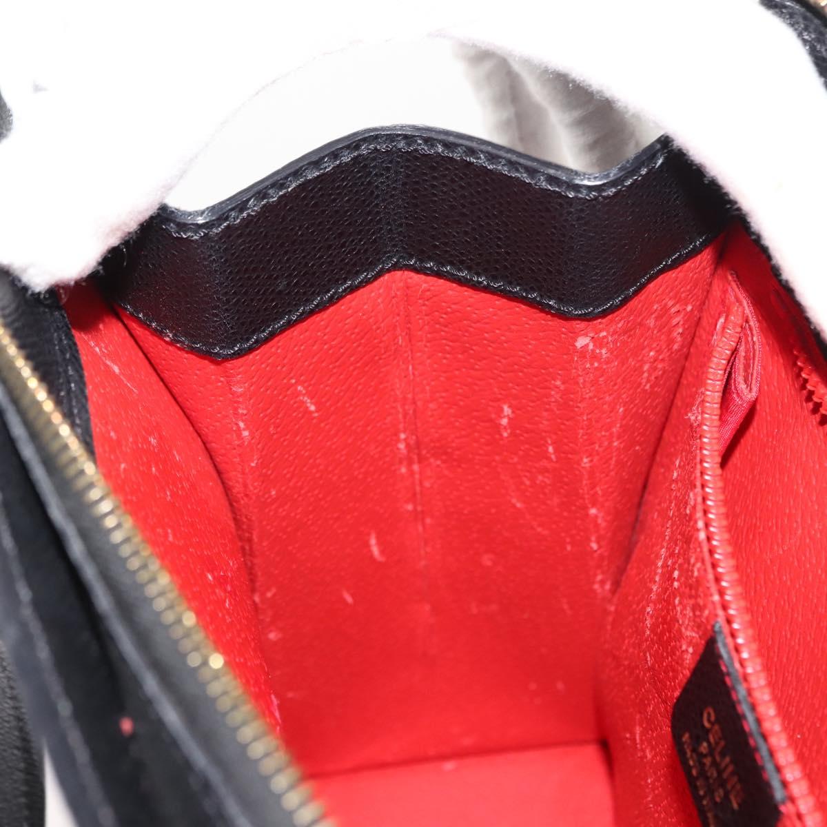 CELINE Hand Bag Leather 2way Black Gold Auth 151063