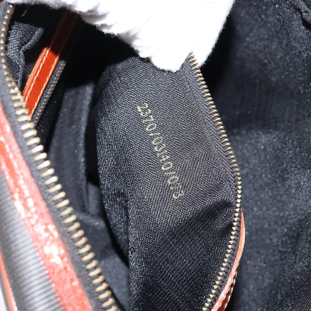 FENDI Pecan Canvas Shoulder Bag PVC Black Brown gold Auth 151064