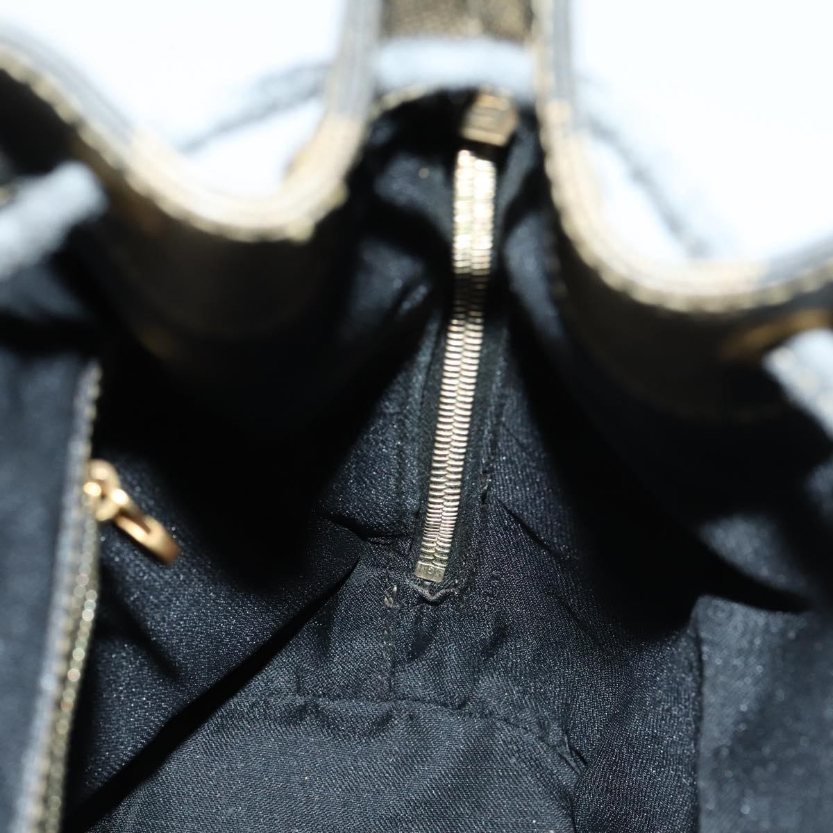 FENDI Pecan Canvas Backpack PVC Brown Black gold Auth 151065