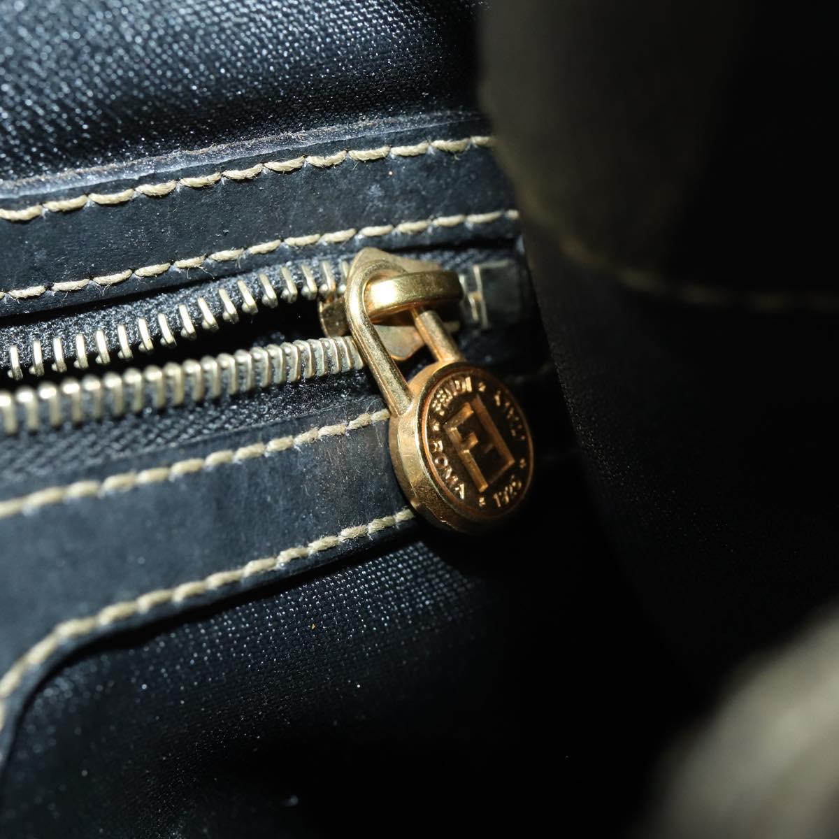 FENDI Pecan Canvas Backpack PVC Brown Black gold Auth 151065