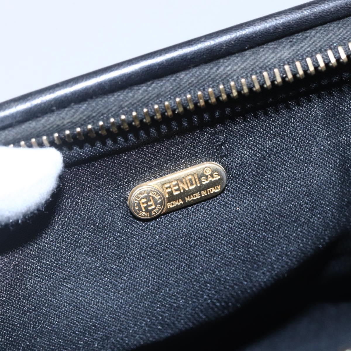 FENDI Pecan Canvas mini Boston Bag PVC Brown Gold black Auth 151067