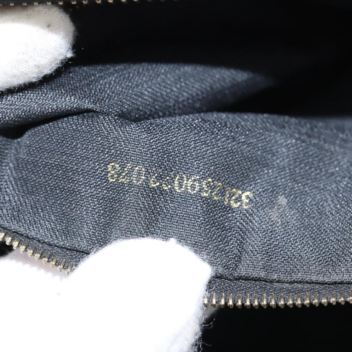 FENDI Pecan Canvas Boston Bag PVC Black Brown gold Auth 151068