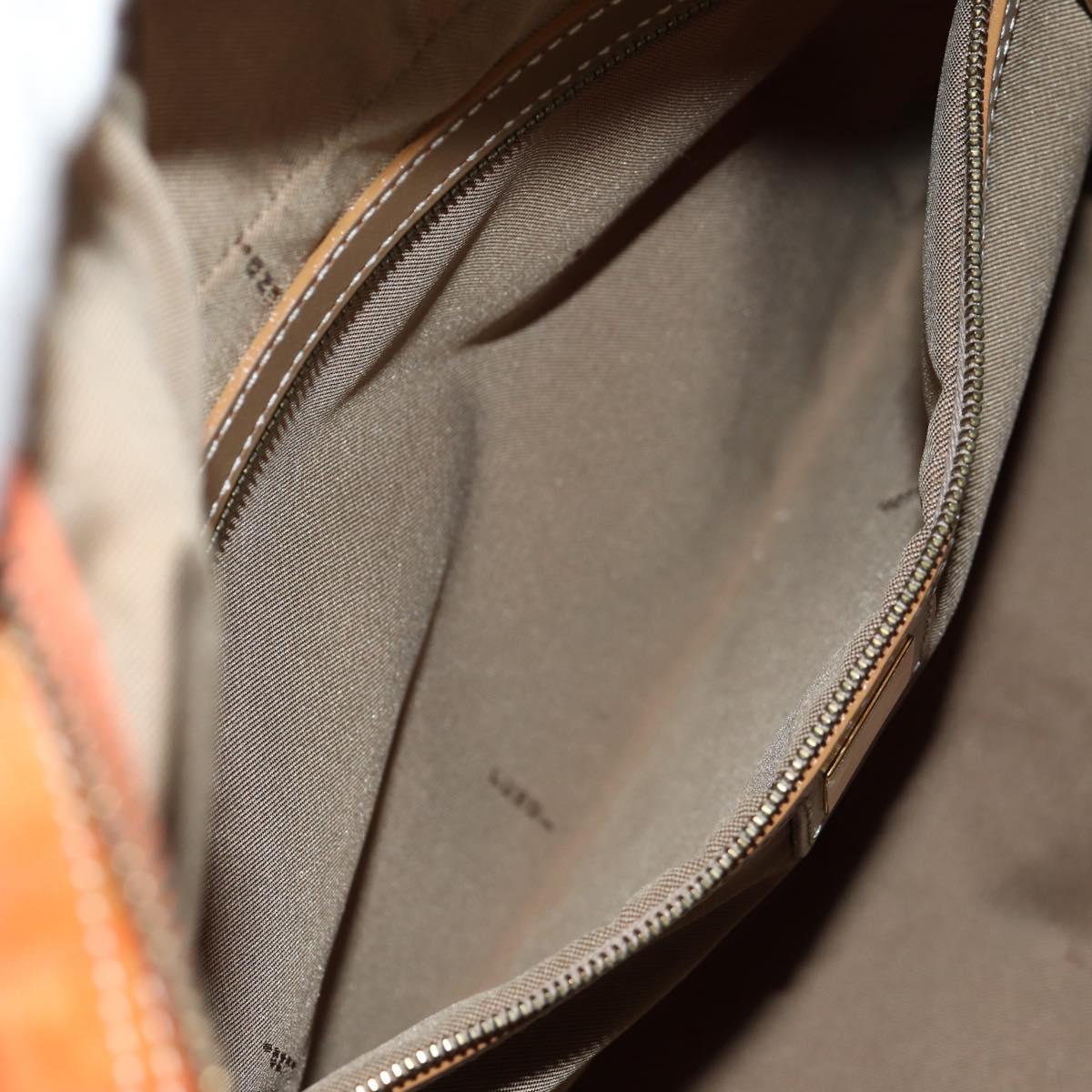 FENDI Zucchino Canvas Boston Bag PVC 2way Orange Gold Auth 151071