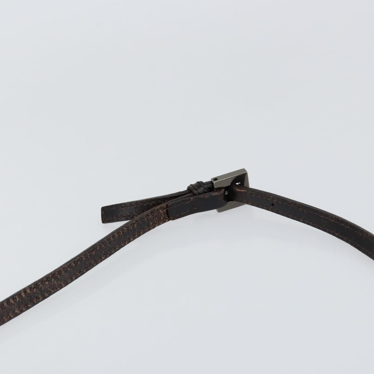 FENDI Zucchino Canvas Mamma Baguette Shoulder Bag Brown Silver Auth 151072