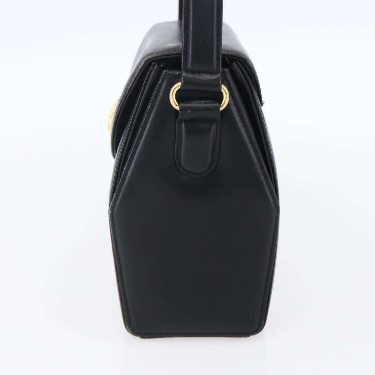 GIVENCHY Hand Bag Leather Black Gold Auth 151079