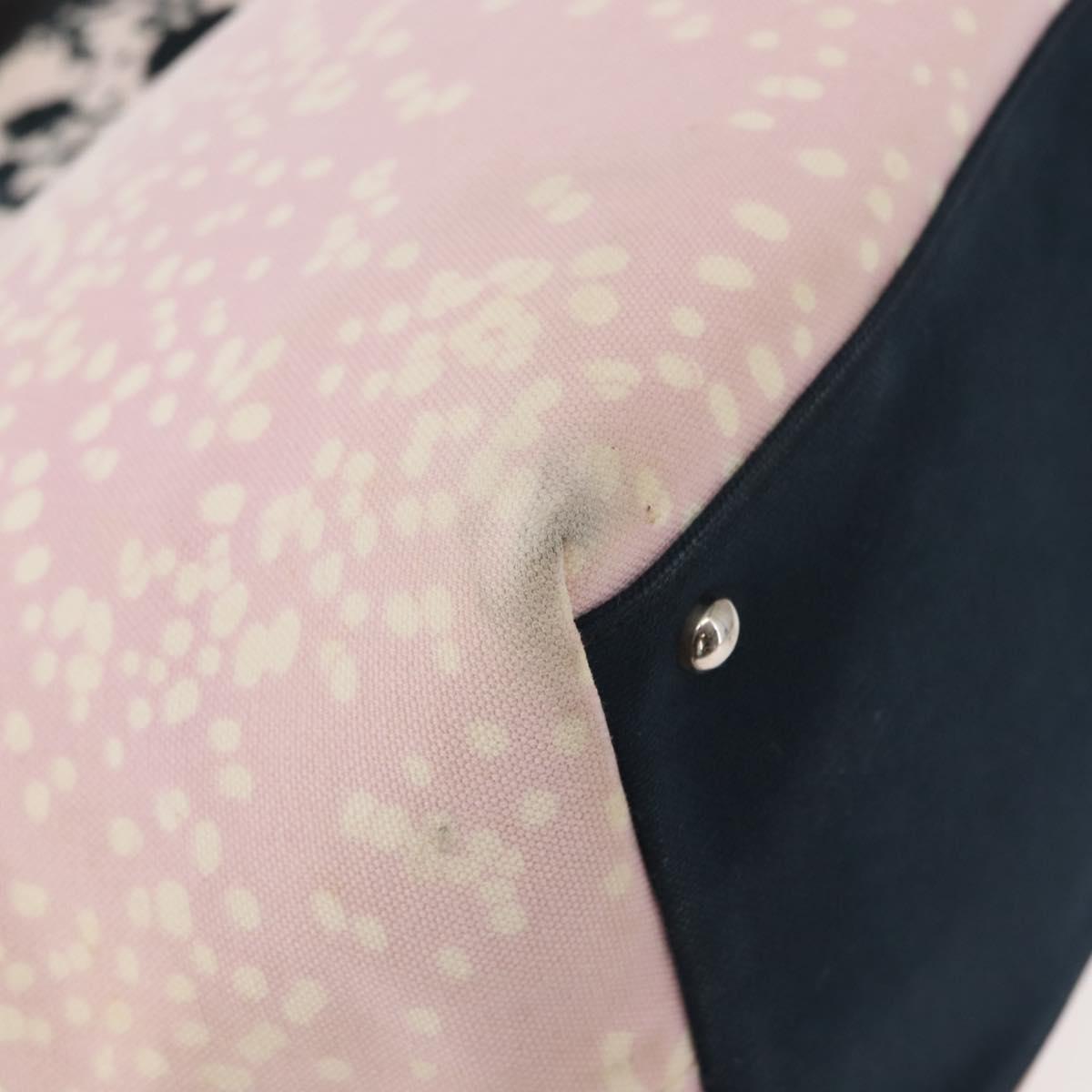 CHANEL High Summer Tote Bag Canvas Pink Silver CC Auth 151080