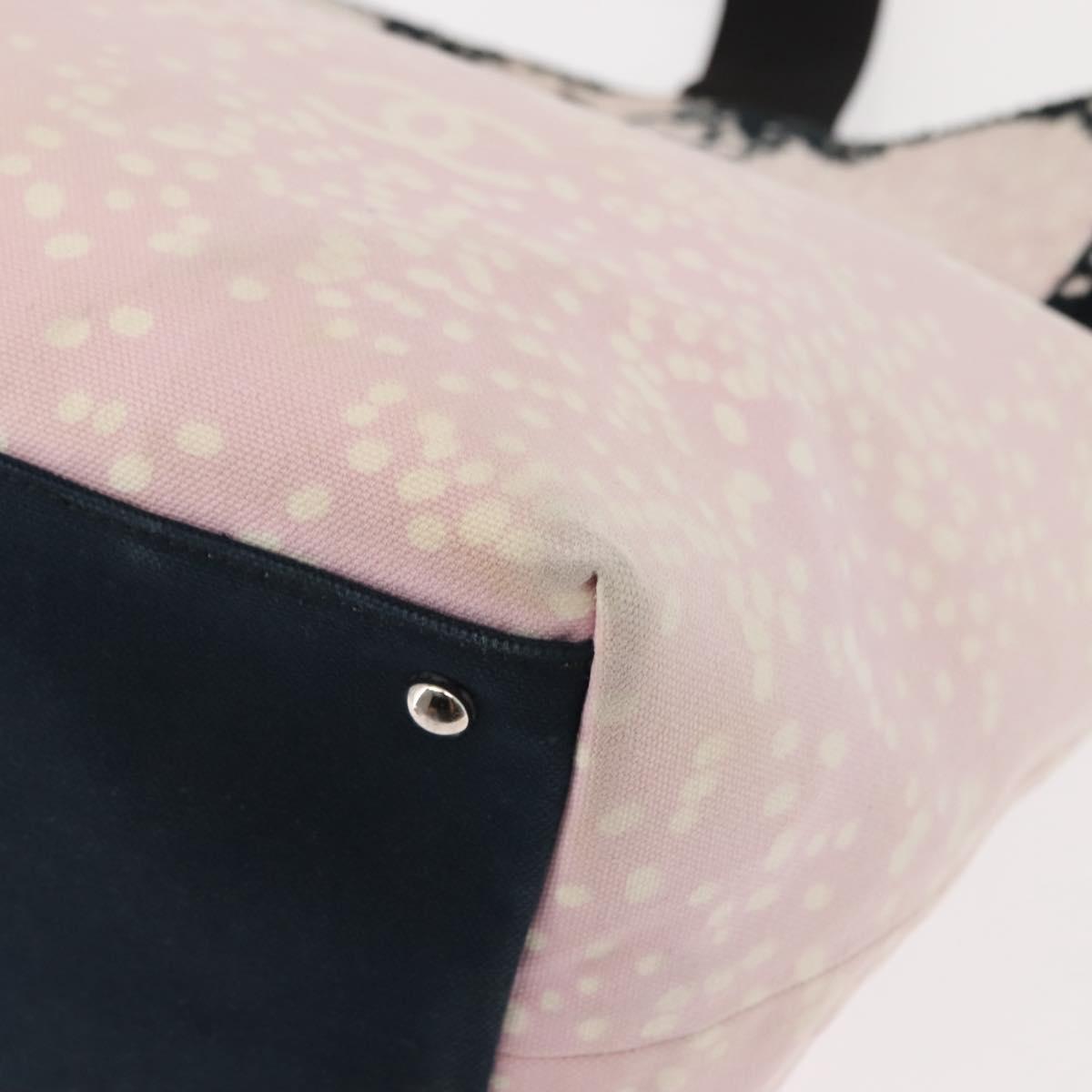 CHANEL High Summer Tote Bag Canvas Pink Silver CC Auth 151080