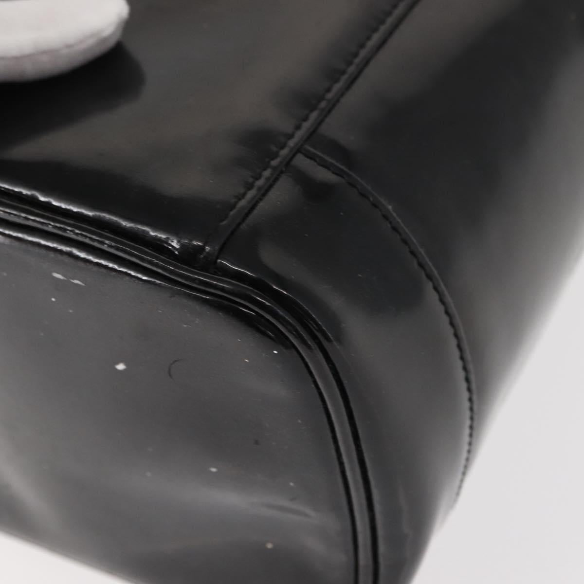 CHANEL COCO Mark Vanity Cosmetic Pouch Patent leather Black Gold CC Auth 151138