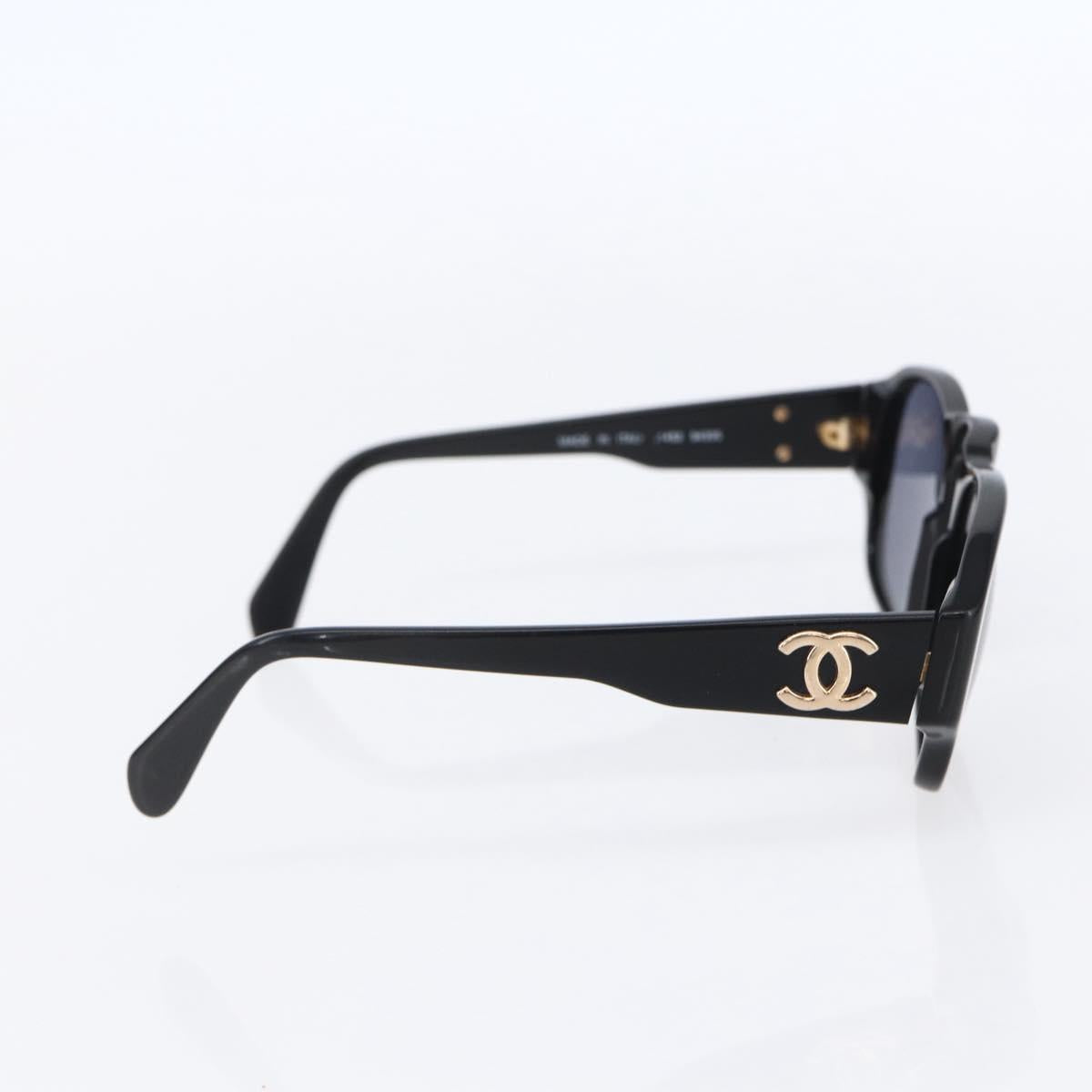 CHANEL COCO Mark Sunglasses plastic Black 01452 94305 CC Auth 151143