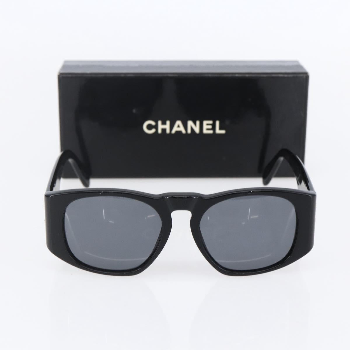 CHANEL COCO Mark Sunglasses plastic Black CC Auth 151144
