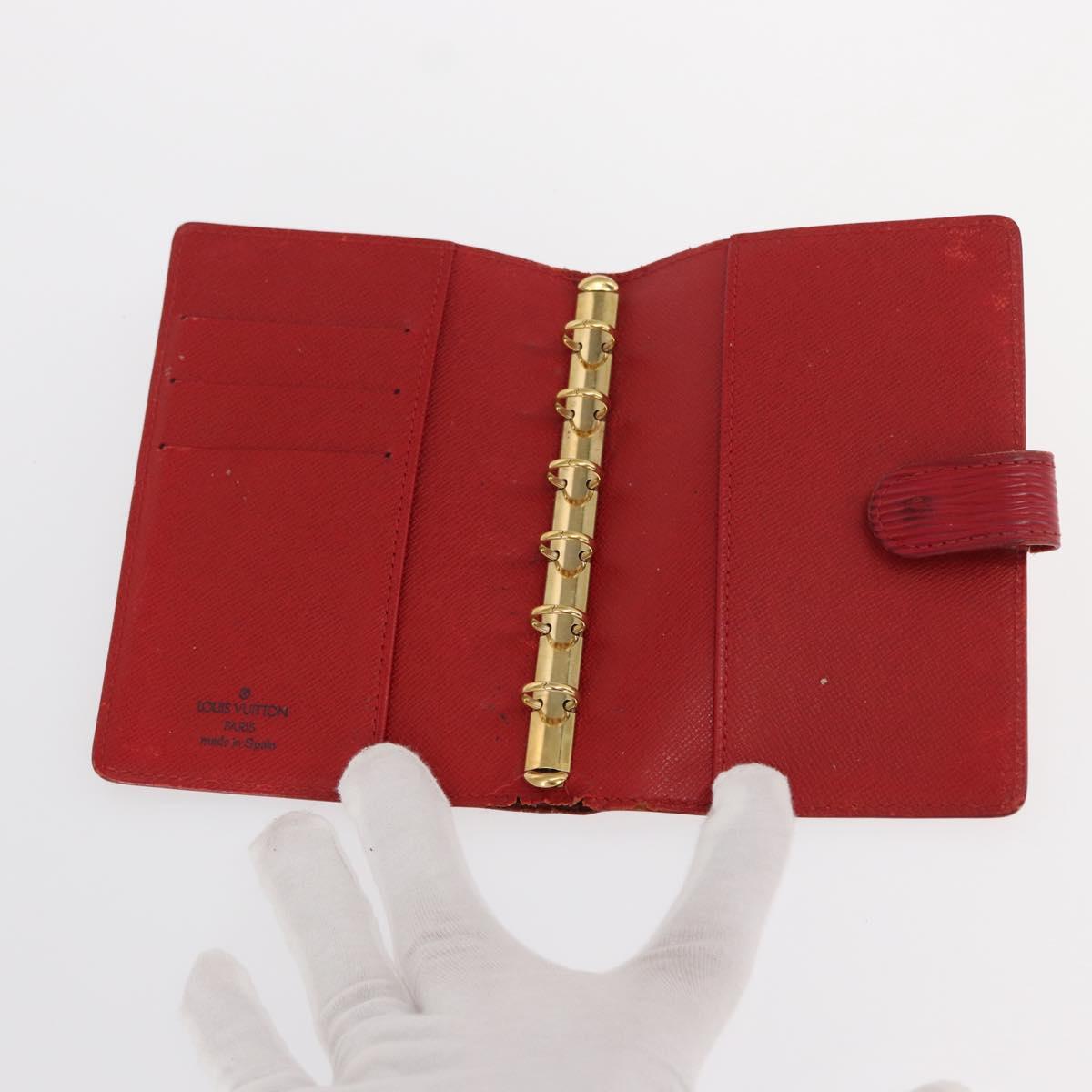 LOUIS VUITTON Epi Agenda Day Planner Cover 2 Set Red Brown LV Auth 151146