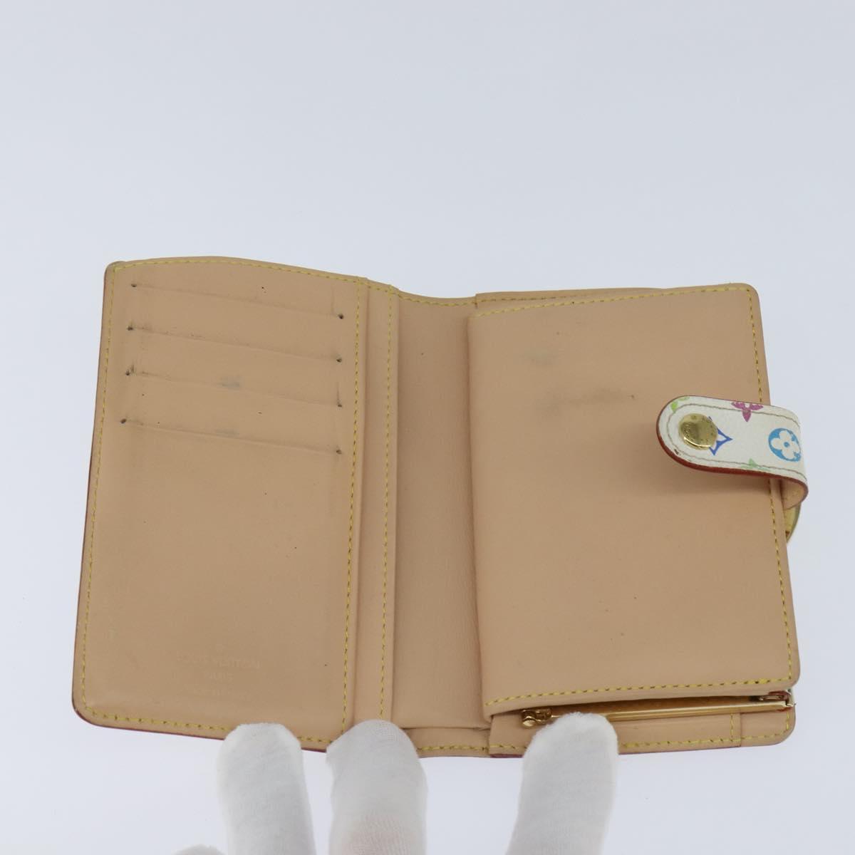 LOUIS VUITTON Multicolor Porte Monnaie Viennois Wallet White M92987 Auth 151172