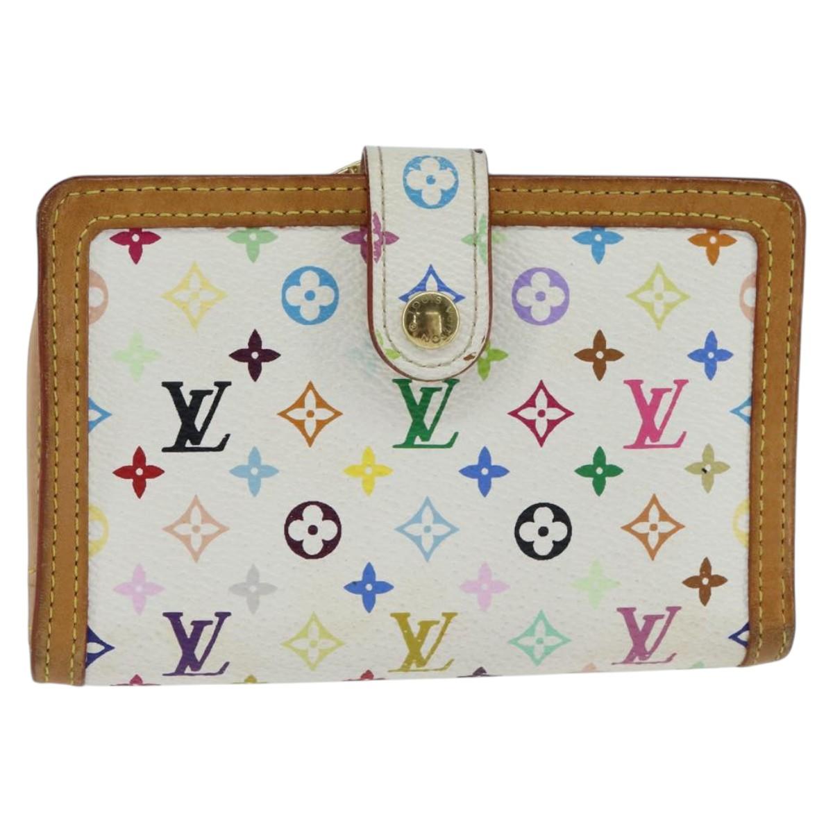 LOUIS VUITTON Multicolor Porte Monnaie Viennois Wallet White M92987 Auth 151172
