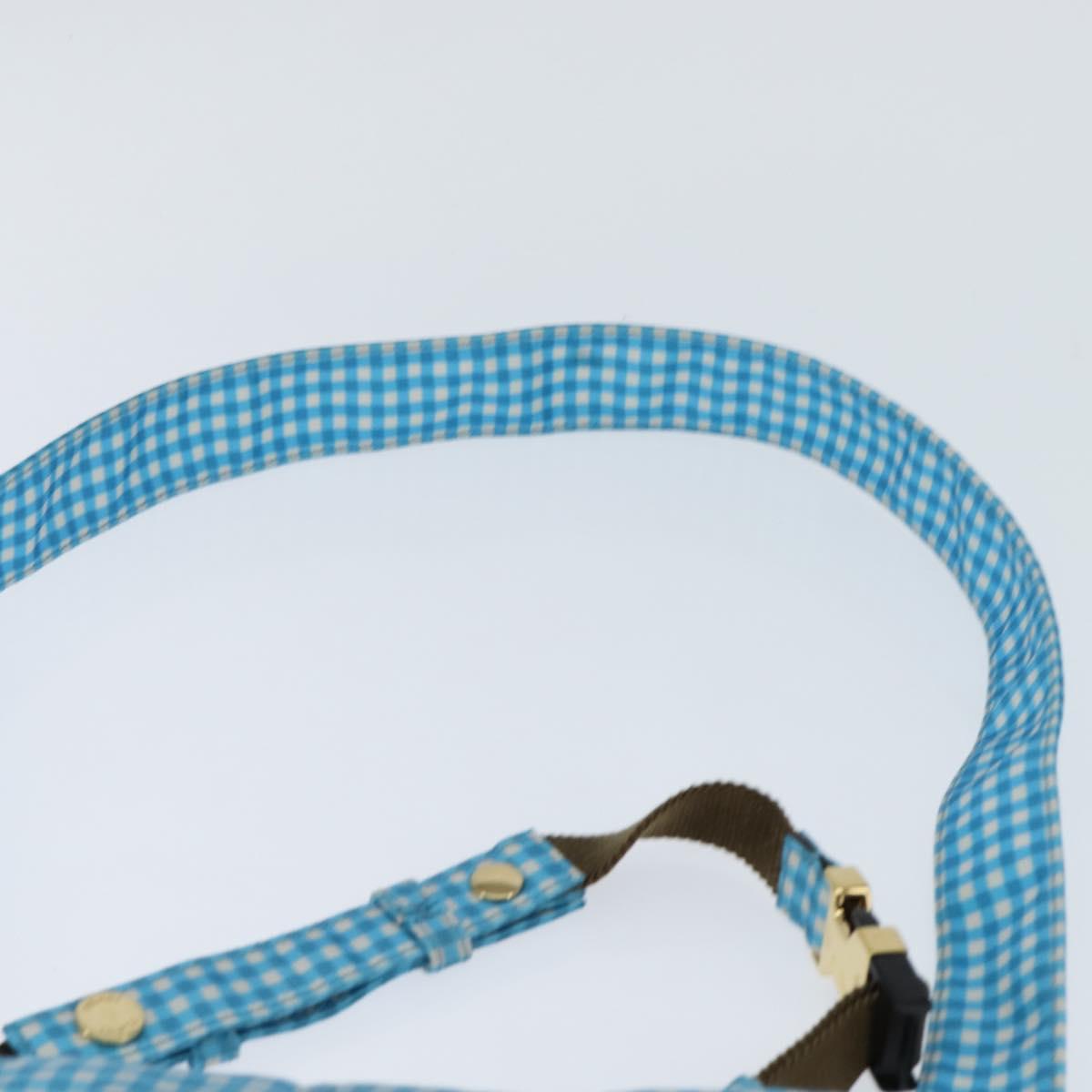 FENDI Mamma Baguette Shoulder Bag Nylon 2way Blue Gold Auth 151178