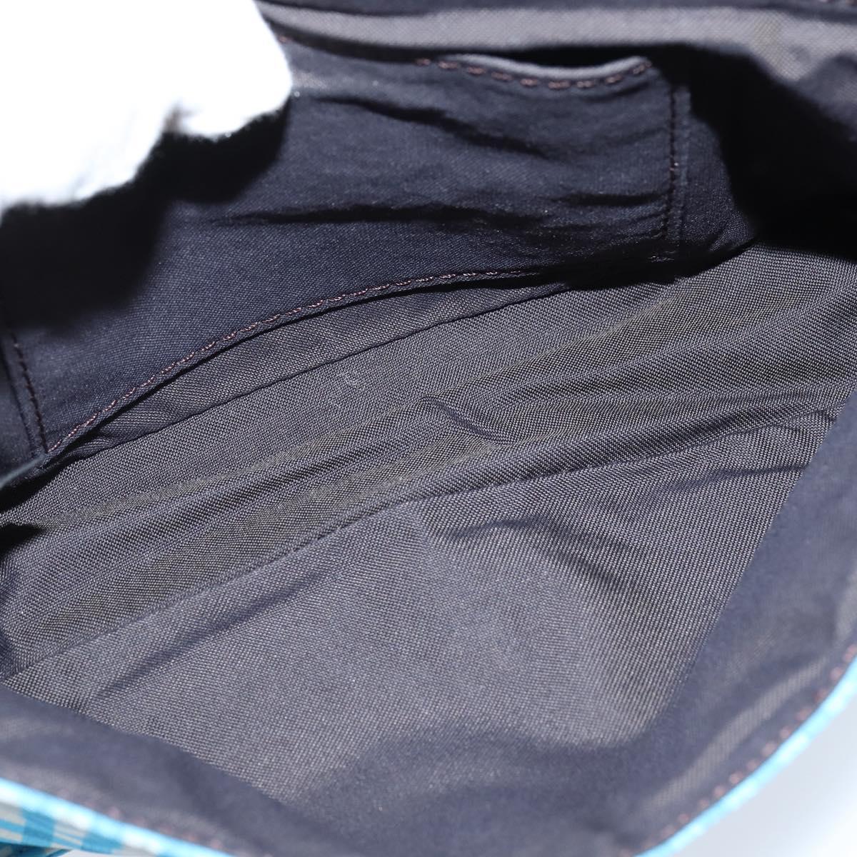 FENDI Mamma Baguette Shoulder Bag Nylon 2way Blue Gold Auth 151178