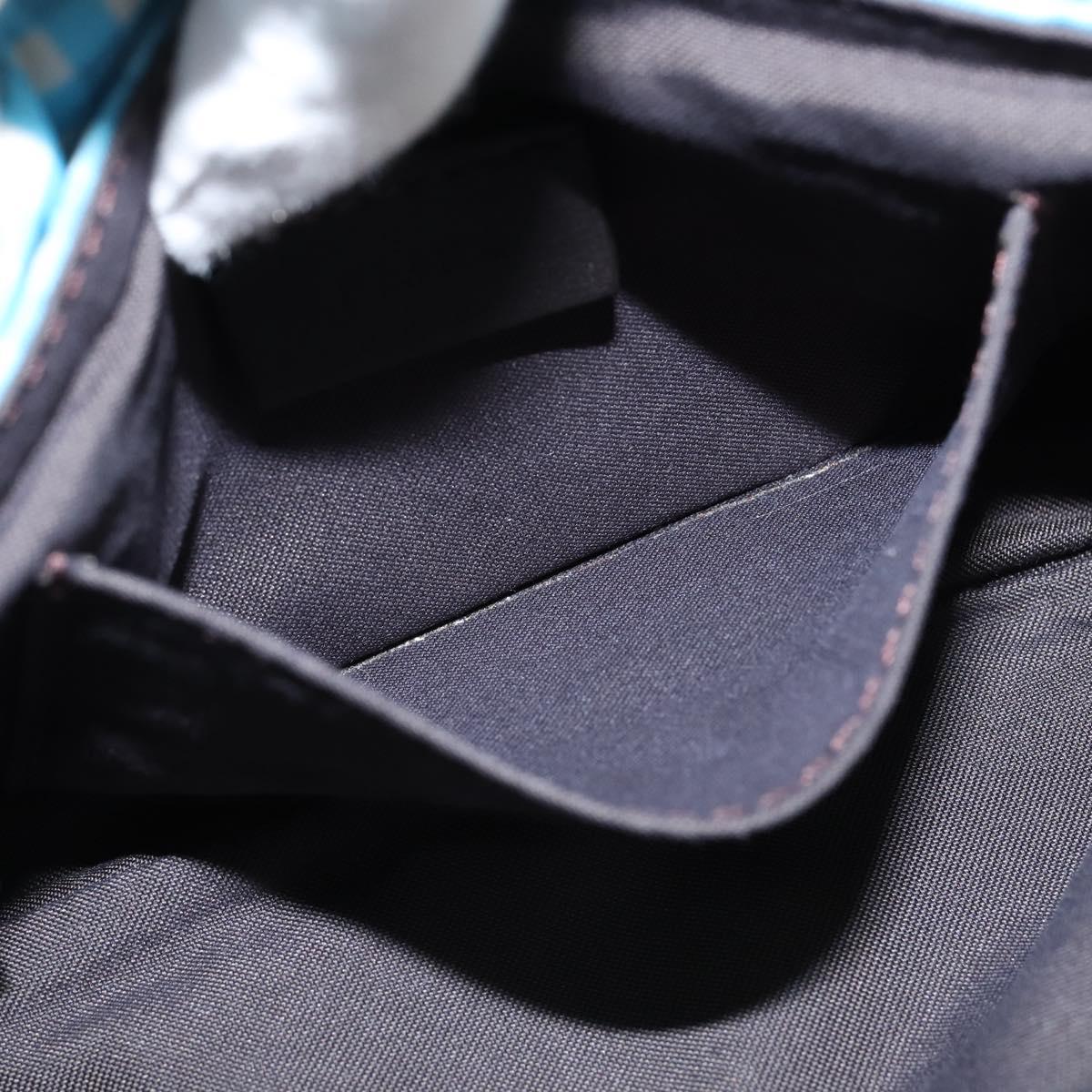 FENDI Mamma Baguette Shoulder Bag Nylon 2way Blue Gold Auth 151178