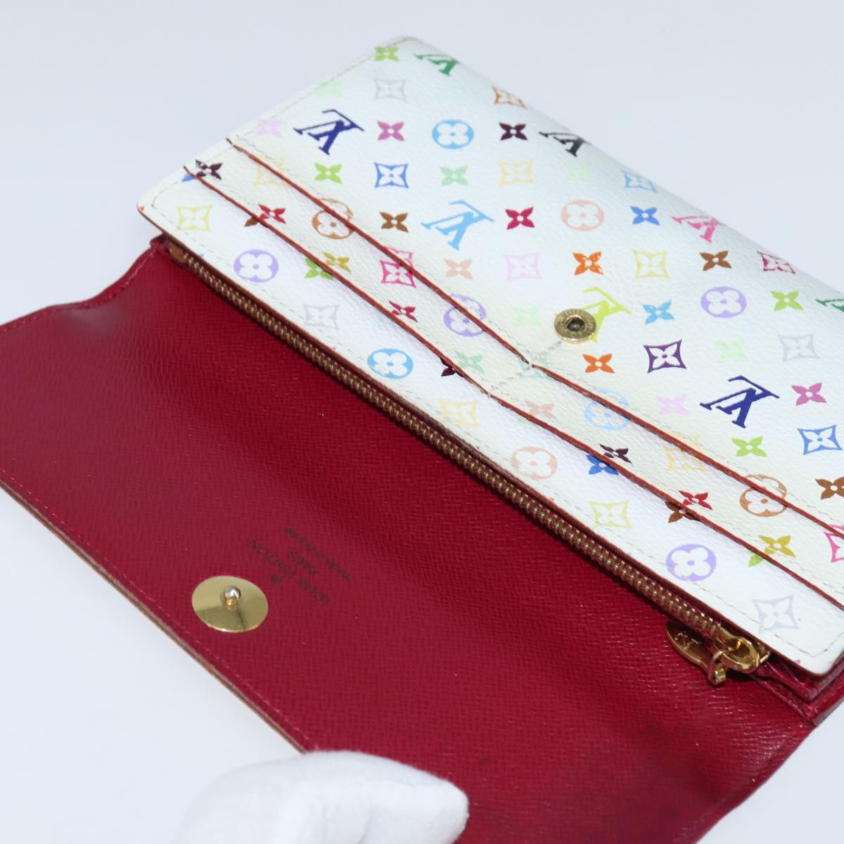 LOUIS VUITTON Multicolor Portefeuille Sarah Long White M93532 LV Auth 151180