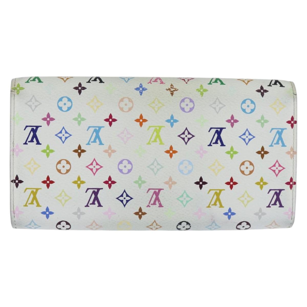 LOUIS VUITTON Multicolor Portefeuille Sarah Long White M93532 LV Auth 151180