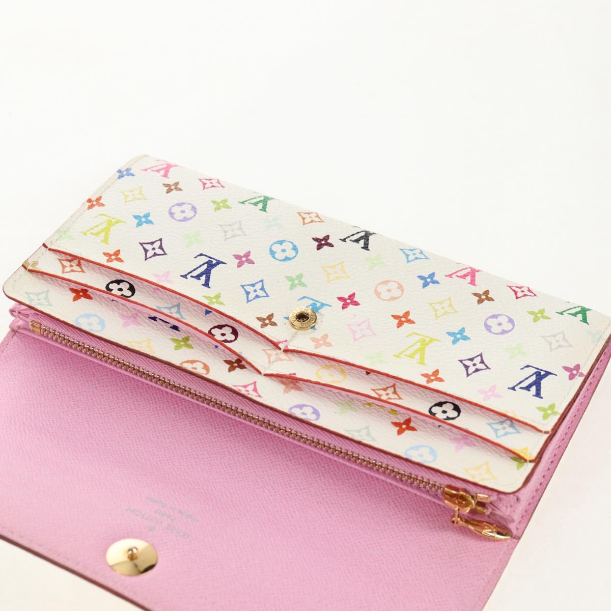 LOUIS VUITTON Multicolor Portefeuille Sarah Long White M93532 LV Auth 151181V