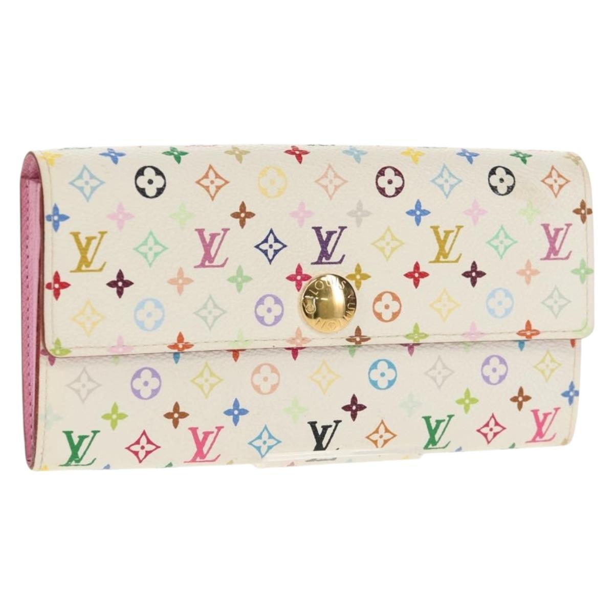 LOUIS VUITTON Multicolor Portefeuille Sarah Long White M93532 LV Auth 151181V