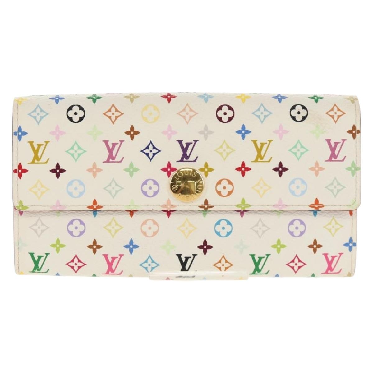 LOUIS VUITTON Multicolor Portefeuille Sarah Long White M93532 LV Auth 151181V