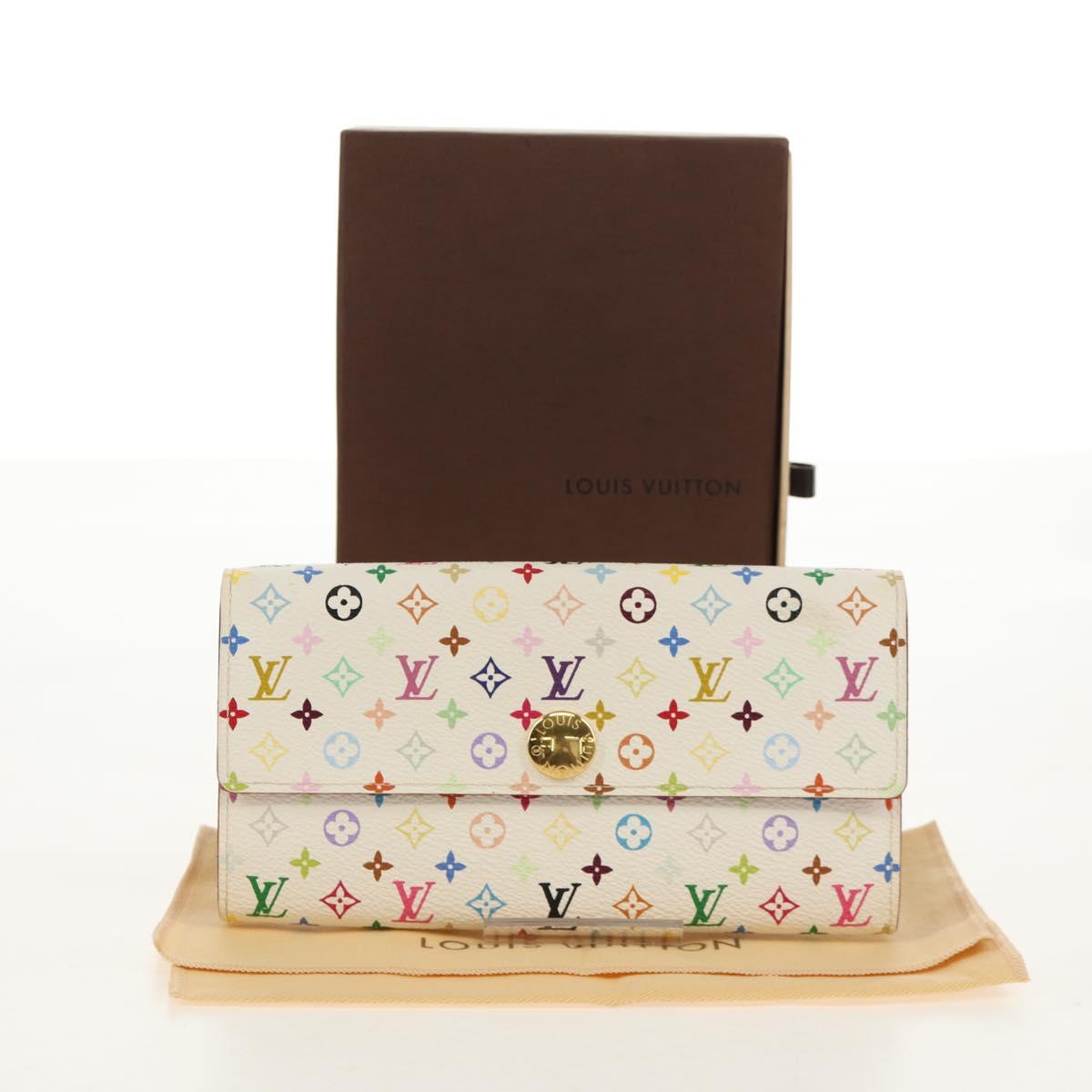 LOUIS VUITTON Multicolor Portefeuille Sarah Long White M93532 LV Auth 151181V