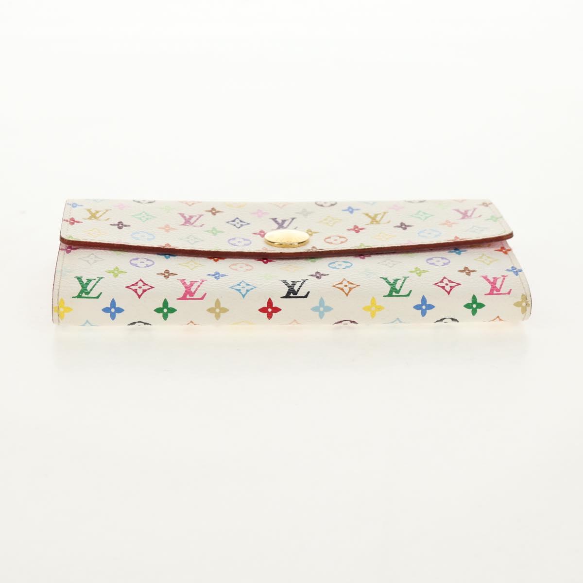 LOUIS VUITTON Multicolor Portefeuille Sarah Long White M93532 LV Auth 151181V