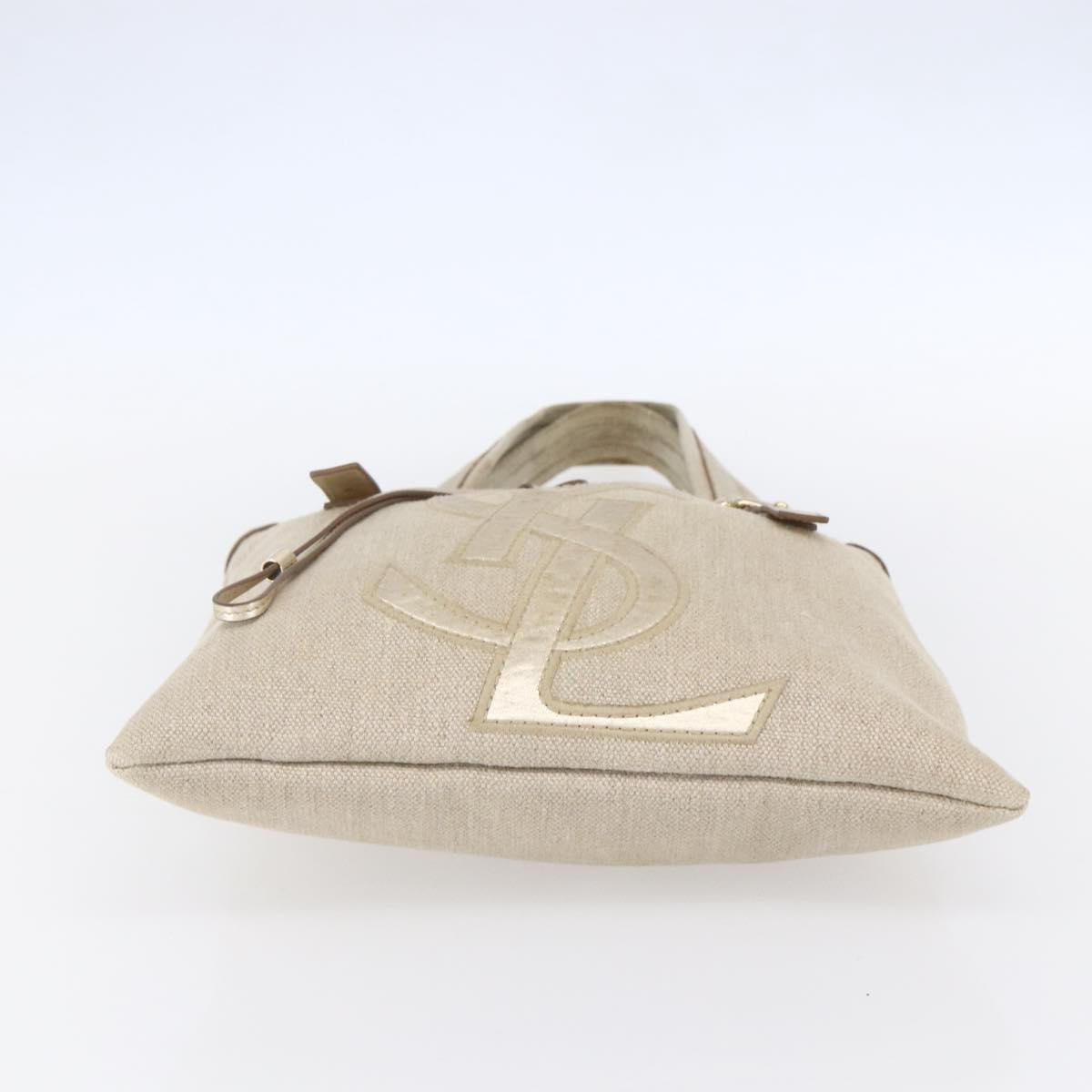 SAINT LAURENT Kahala Tote Bag Canvas Gold Tone 123435 Auth 151183