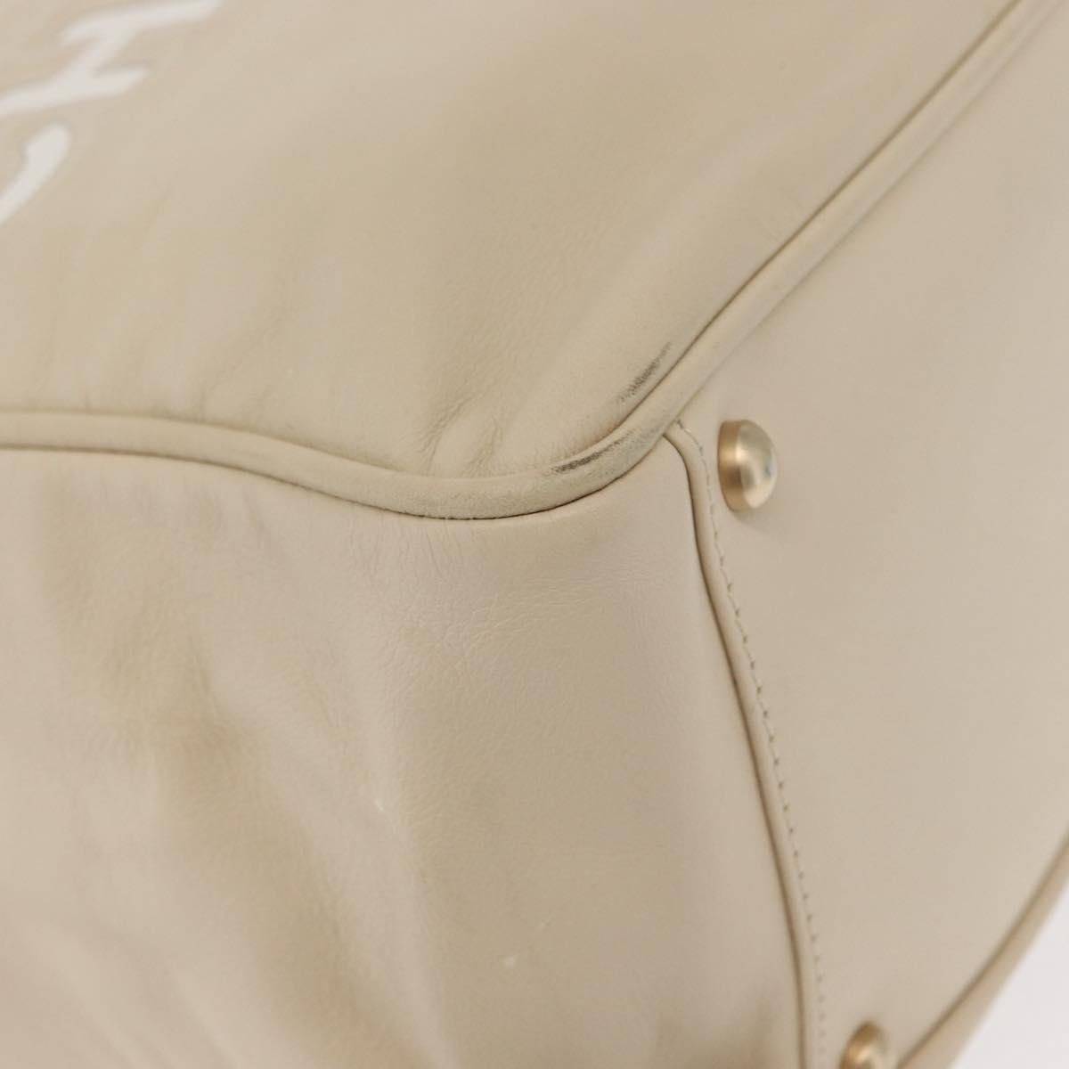 CHANEL Camelia Tote Bag Leather Ivory Gold CC Auth 151193V