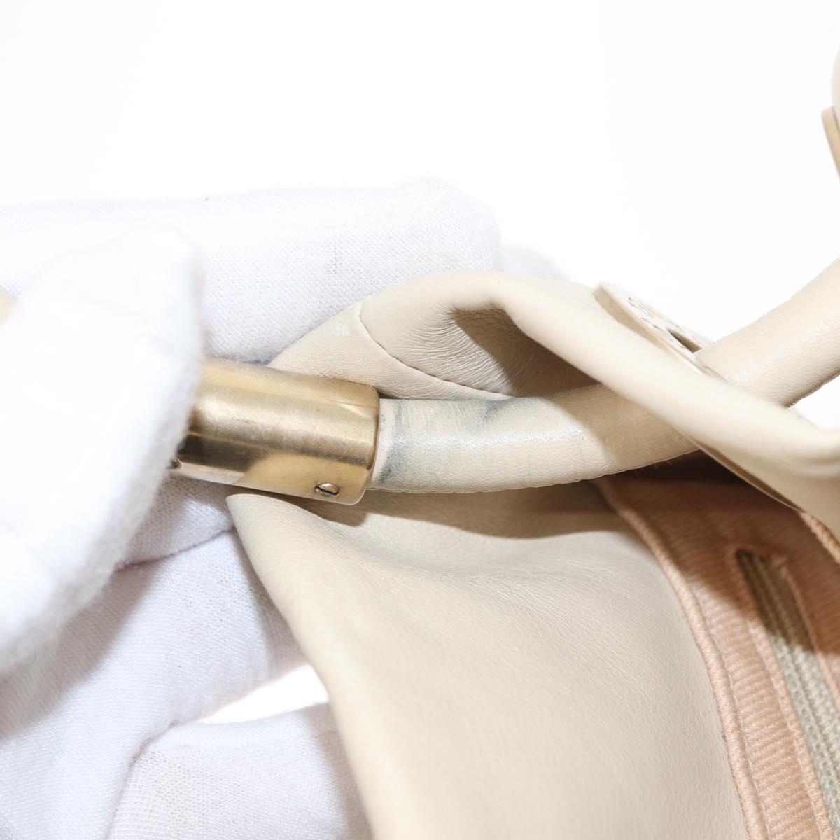 CHANEL Camelia Tote Bag Leather Ivory Gold CC Auth 151193V