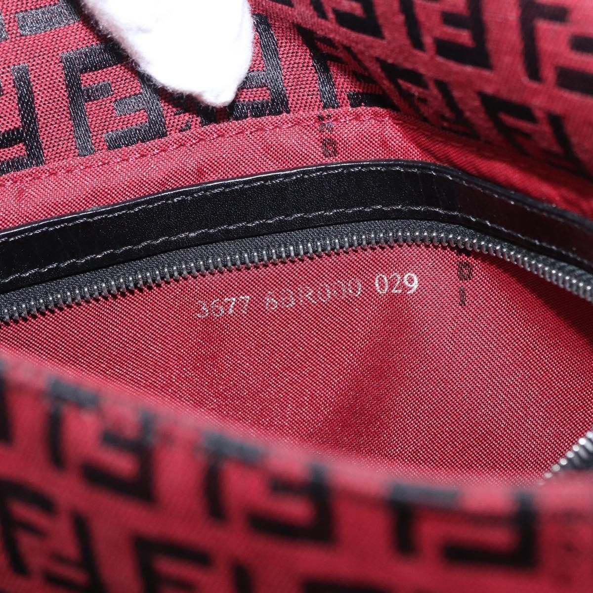 FENDI Zucchino Canvas Mamma Baguette Shoulder Bag Red Silver Auth 151195SAM