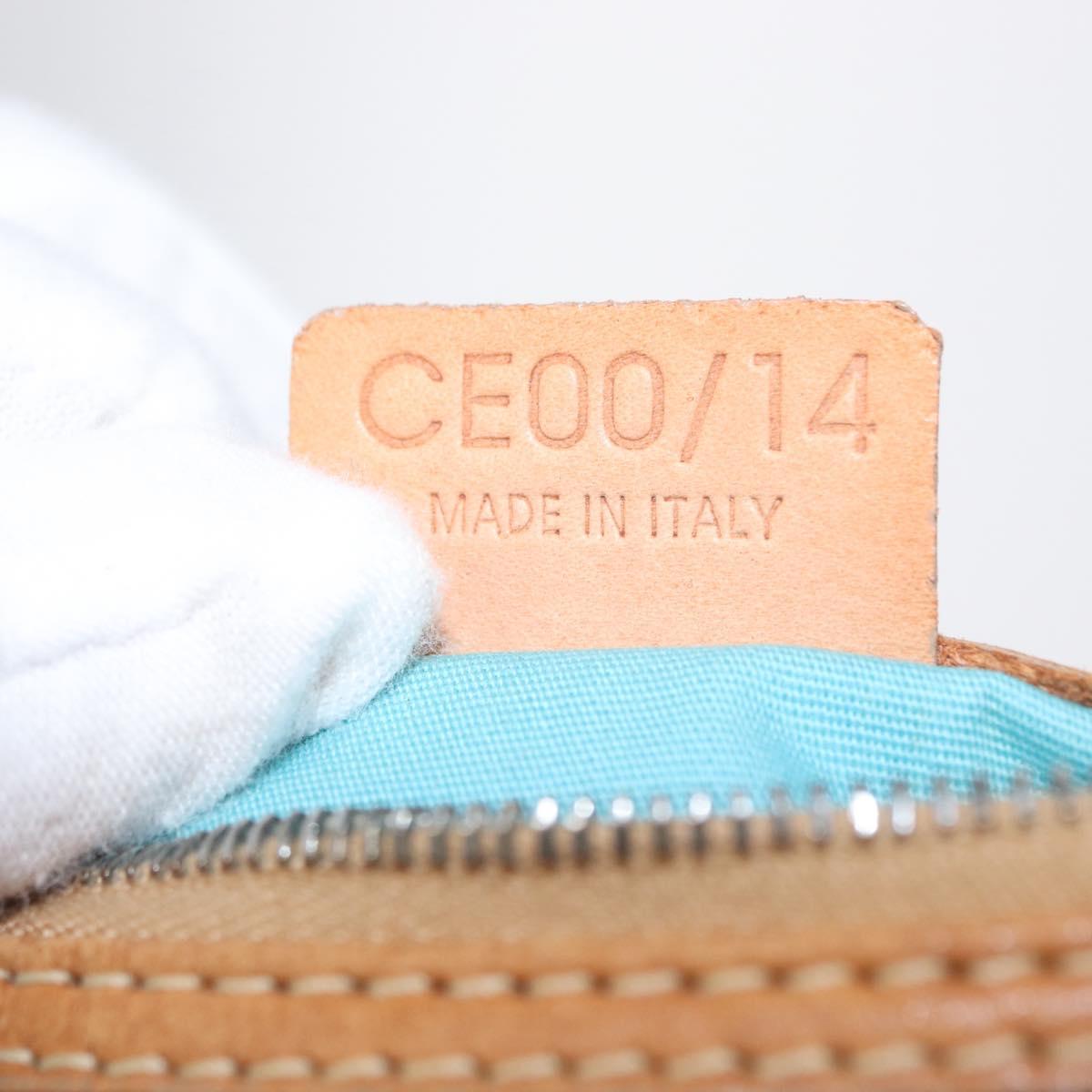 CELINE Macadam Canvas Accessory Pouch Turquoise Blue Silver Auth 151197A