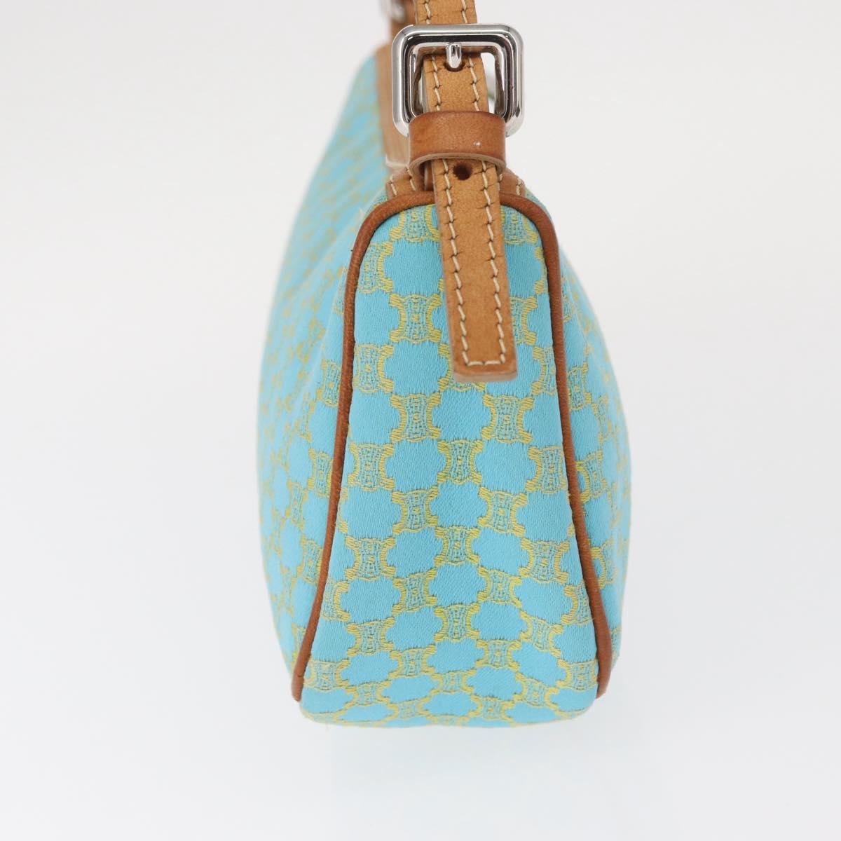 CELINE Macadam Canvas Accessory Pouch Turquoise Blue Silver Auth 151197A