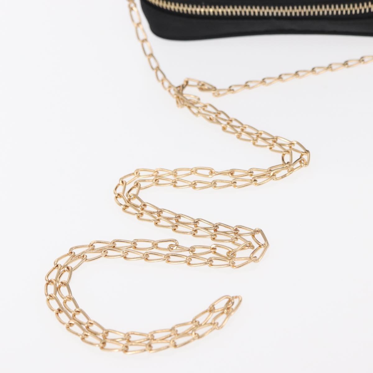 PRADA Chain Shoulder Bag Nylon Black Gold Auth 151199V